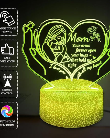 Night Light Gifts for Mom from Daughter Son,3D Illusion Lamp 6 Color Change Decor Lamp with Remote & Smart Touch, Gifts for Mom Birthday Gifts, Mother Gifts - LeafyLoom