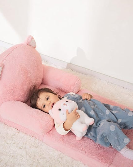 Toddler Chair Comfy, Kids Couch Fold Out, Soft Baby Chairs,kids lounge chair for Play,Gift for 0-3 Years,Pink Kitty - LeafyLoom