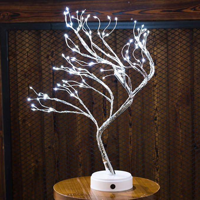 Bonsai Tree Light for Room Decor, Aesthetic Lamps for Living Room, Cute Night Light for House Decor, Good Ideas for Gifts, Home Decorations, Weddings, Christmas, Holidays and More (White, 108 LED) - LeafyLoom