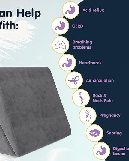 Adjustable Bed Wedge Pillow for Sleep Apnea, Gerd, Acid Reflux, Post Surgery, Heartburn - Foam Wedge Pillow for Back Pain Relief, Sleep Apnea Pillow Wedge or Bed Wedge Pillow for Sleeping for Seniors - LeafyLoom