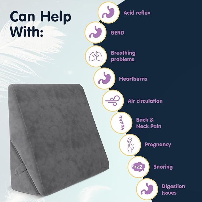 Adjustable Bed Wedge Pillow for Sleep Apnea, Gerd, Acid Reflux, Post Surgery, Heartburn - Foam Wedge Pillow for Back Pain Relief, Sleep Apnea Pillow Wedge or Bed Wedge Pillow for Sleeping for Seniors - LeafyLoom