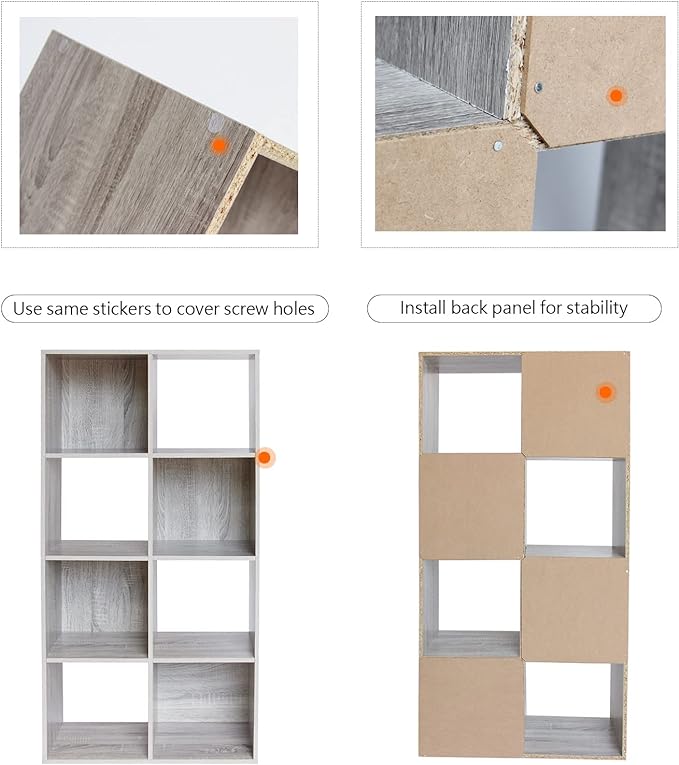 PACHIRA E-Commerce Cubby Storage Organizer, 8 Cube Unit Shelf, Closet Cabinet, DVD Rack Bookshelf File Organizer Rack in Study, each cube 28.5 cm, OAK GREY - LeafyLoom