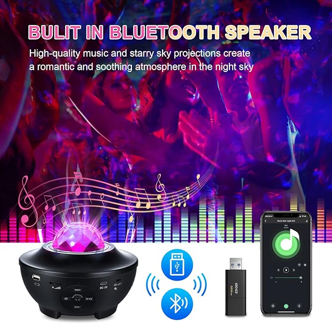 Galaxy Projector Star Projector Night Lights for Bedroom with Music Speaker & Remote Control Work with Smart App & Alexa,Galaxy Light Projector for Bedroom Ceiling for Baby Kids Adult Boys Room Decor… - LeafyLoom