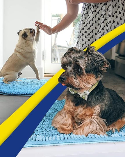 Muddy Mat® Original Dog Door Mat for Muddy Paws, Super Absorbent Microfiber, Non-Slip Washable Pet Rug, Quick Dry Chenille Entryway Carpet, Machine Washable Indoor Outdoor mat, Sky Blue 35"x60" MuddyMat