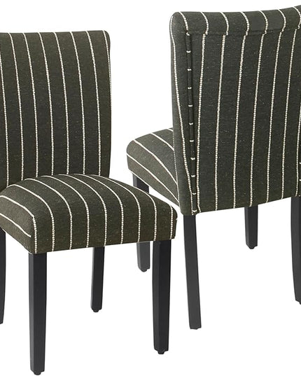 HomePop Classic Parsons Dining Chairs, Pack of 2, Black with Boucle Stripe - LeafyLoom
