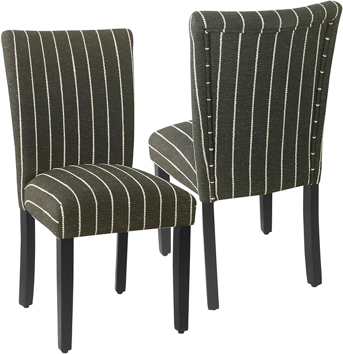 HomePop Classic Parsons Dining Chairs, Pack of 2, Black with Boucle Stripe - LeafyLoom