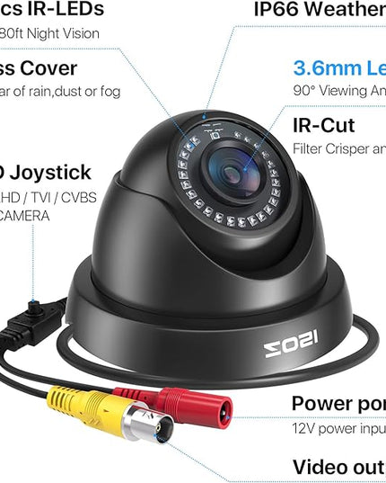 ZOSI 1080P HD Security Camera Indoor Outdoor,1920TVL 2.0MP 4-in-1 HD TVI/CVI/AHD/CVBS CCTV Camera,Weatherproof,80ft IR Night Vision,for 960H,720P,1080P,5MP,4K Analog Home Surveillance DVR System ZOSI