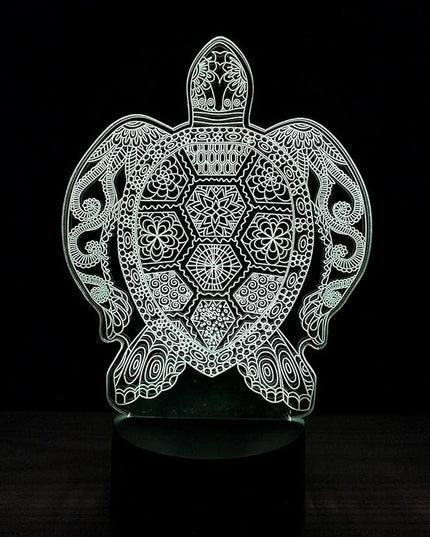 3D Optical Illusion LED Night Light ,Acrylic Boy Girl Kids Baby Sleep Desk Lamp Touch Control 7 Color Change USB Powered for Home Decorations or Holiday Gifts (Sea Turtle) - LeafyLoom