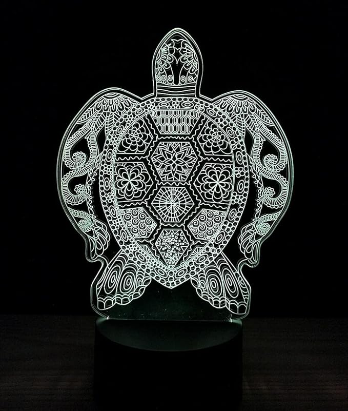 3D Optical Illusion LED Night Light ,Acrylic Boy Girl Kids Baby Sleep Desk Lamp Touch Control 7 Color Change USB Powered for Home Decorations or Holiday Gifts (Sea Turtle) - LeafyLoom