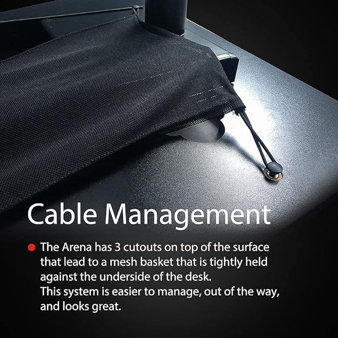 Arozzi Arena Ultrawide Curved Gaming and Office Desk with Full Surface Water Resistant Desk Mat with 3 Custom Monitor Mount Cut Outs and Under The Desk Cable Management Netting - Gunmetal - LeafyLoom