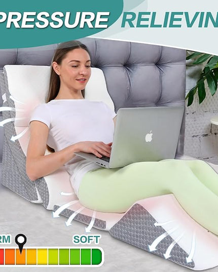 6Pcs Wedge Pillow for Sleeping, Orthopedic Bed Wedge Pillows for After Surgery, Foam Triangle Sit Up Pillow Wedge for Back, Neck, Shoulder Support, Leg Elevation, Acid Reflux Charcoal Grey - LeafyLoom