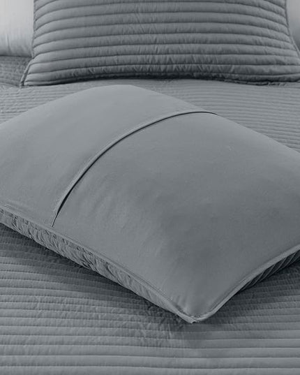 Madison Park Marina Comforter Quilt Combo Set - Modern Luxury Design, All Season Down Alternative Bedding, Matching Shams, Decorative Pillows, Full/Queen(90"x90"), Yellow 8 Piece - LeafyLoom