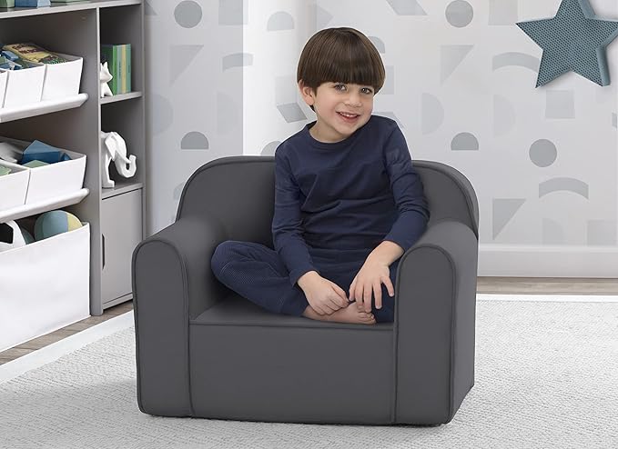 Delta Children Cozee Chair for Kids for Ages 18 Months and Up, Dark Grey - LeafyLoom