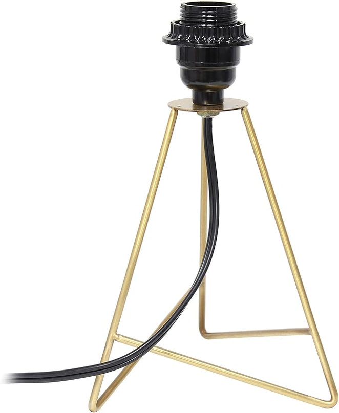 Simple Designs LT2066-GDW 13.5" Down to the Wire Metal Table Lamp with Fabric Shade, Gold with White Shade - LeafyLoom