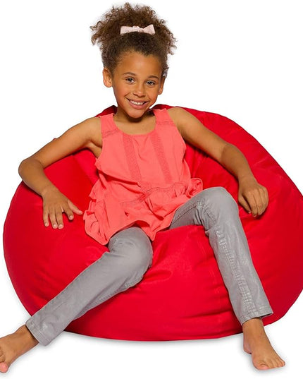 Posh Creations Bean Bag Chair for Kids, Teens, and Adults Includes Removable and Machine Washable Cover, Solid Red, 38in - Large - LeafyLoom