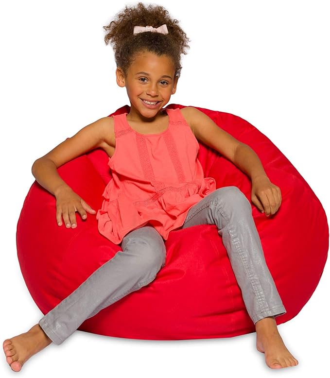 Posh Creations Bean Bag Chair for Kids, Teens, and Adults Includes Removable and Machine Washable Cover, Solid Red, 38in - Large - LeafyLoom