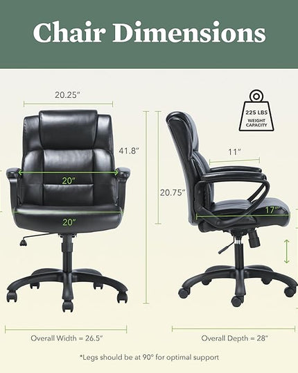 HON Executive Chair, Mid-Back, Black - LeafyLoom