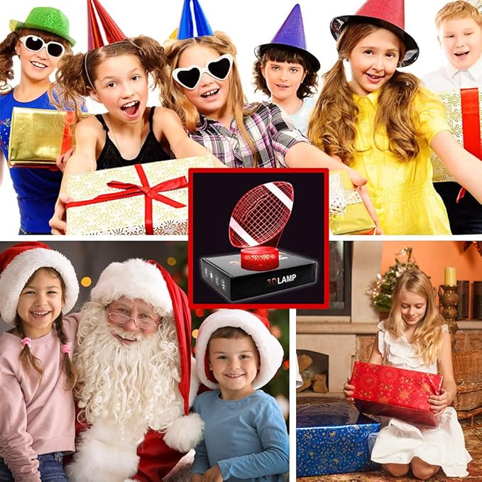 Football Night Light, 3D Illusion Lamp Football Lights for Kids Room, 16 Colors & Flashing Modes with Remote Control Opreated Dimmable Christmas Birthday Gifts for Boys Girls Kids Children Teen - LeafyLoom