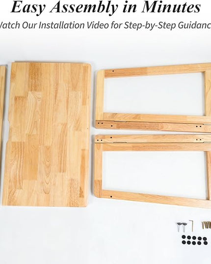 Computer Desk, Foldable Desk, Home Office Desks, Solid Wood Writing Desk, Mid Century Modern Desks, Oak Study Table, Folding Desks for Small Spaces, 47.2 W x 27.6 H x 13.6 D Inches, Natural - LeafyLoom