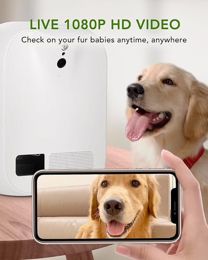 Pet Monitoring Camera Dog Treat Dispenser [New 2023 Pro] Two-Way Audio HD WiFi Dog Camera with 130° View, Remote Tossing App Compatible with Android/iOS, Night Vision, Wall Mounted CENGCEN