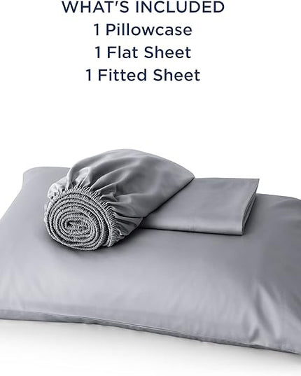 Bedsure Twin XL Sheet Set Dorm Bedding, Cooling Sheets Twin Extra Long Sheets, Rayon Derived from Bamboo, Deep Pocket Up to 16", Hotel Luxury Silky Bedding Sheets & Pillowcases, Silver Grey - LeafyLoom