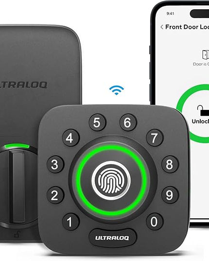 ULTRALOQ U-Bolt Pro WiFi Smart Lock with Door Sensor, 8-in-1 Keyless Entry Door Lock with Fingerprint ID, App Remote Control, Built-in WiFi Keypad Deadbolt, Auto Unlock, IP65 Waterproof, Easy Install ULTRALOQ