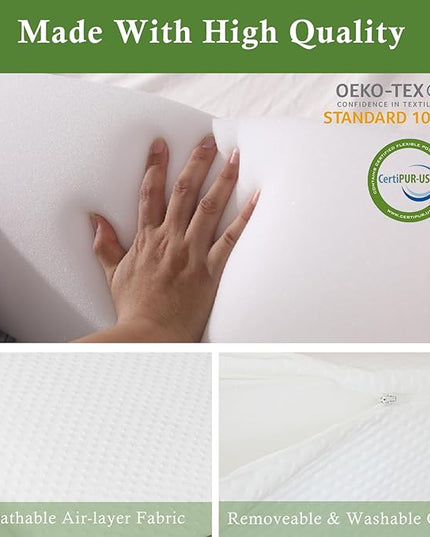 Bed Wedge Pillow for Headboard, Bed Gap Filler Queen of Headboard Pillow, Mattress Gap Filler Made with Triangle Pillow to Close The Gap (0-8") Between Headboard/Wall and Mattress (White, 60"x8"x 6") - LeafyLoom