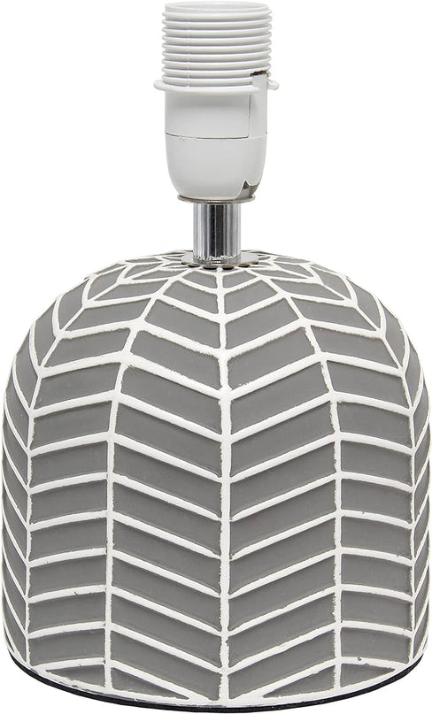 Simple Designs LT1137-GRY 10.43" Petite Contemporary Webbed Waves Base Bedside Table Desk Lamp w White Fabric Drum Shade for Home Decor, Bedroom, Living Room, Entryway, Office, Gray - LeafyLoom