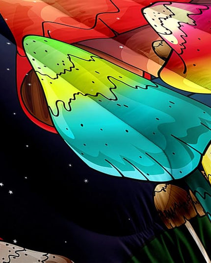 Mushroom Comforter Set Queen Size, Cute Mushroom Patterns Bedding Set for Boys Bedroom, Girls Ultra Soft Comforter Set Queen Size, Colorful Mushroom Comforter for All Season 3Pcs with Pillowcases - LeafyLoom