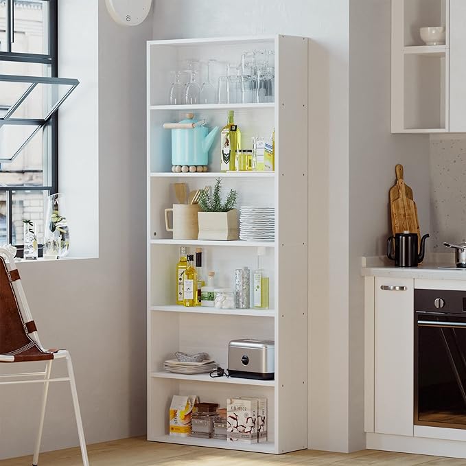 IRONCK Bookshelves and Bookcases Floor Standing 6 Tier Display Storage Shelves 70in Tall Bookcase for Home Office, Living Room, Bed Room - LeafyLoom