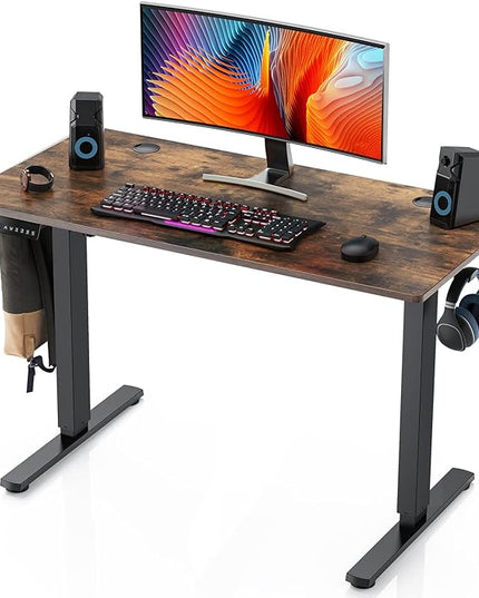Sweetcrispy Electric Standing Desk, 40 x 24in Adjustable Height Electric Stand up Desk Standing Computer Desk Home Office Desk Ergonomic Workstation with 3 Memory Controller, Rustic Brown - LeafyLoom