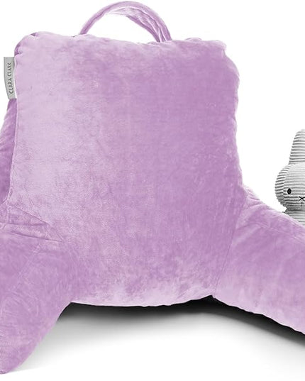 Clara Clark Reading Pillow with Portable Lap Desk Set for Kids, Back Pillow for Sitting Up in Bed, Memory Foam Back Support Pillow, Bed Rest Pillow with Foldable Laptop Desk, Small - Lavender - LeafyLoom