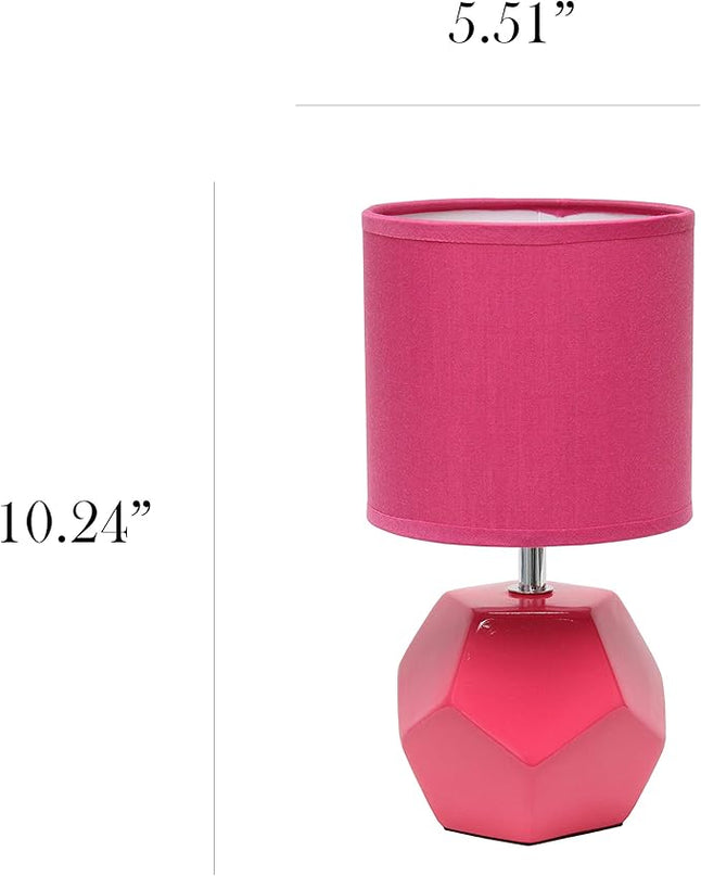 Simple Designs LT2065-PNK Round Prism Mini Table Lamp with Matching Fabric Shade, Pink - LeafyLoom