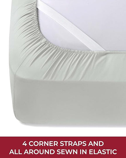 Mellanni RV Short Queen Sheets - 4 PC Iconic Collection Bedding Sheets & Pillowcases - Hotel Luxury, Extra Soft, Cooling Bed Sheets - Deep Pocket up to 10 inch (RV/Short Queen, Light Gray) - LeafyLoom