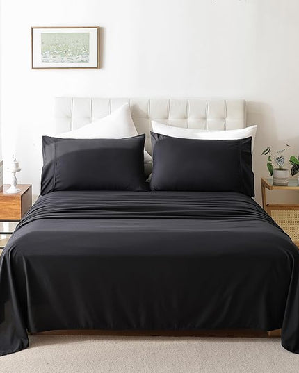 Whitney Home Textile King Sheet Set - 4 Piece Luxury Cooling Bed Sheets for King Size Bed, Silky Soft Sheets 16" Deep Pocket, Hotel Bedding Sheets and Pillowcases, Wrinkle Free Oeko-Tex Sheets - LeafyLoom