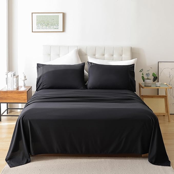 Full Sheet Set - 4 Piece Soft Breathable Bed Sheets for Full Size Bed, Extra Deep Pocket Lxuury Brushed Sheets, Cooling Hotel Bedding Sheets and Pillowcases, Wrinkle Free Oeko-Tex Sheets - LeafyLoom