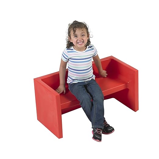 Children's Factory Adapta-Bench, CF910-028 Red, Kids Flexible Seating, Classroom, Preschool and Daycare Furniture, Indoor or Outdoor Toddler Chairs - LeafyLoom