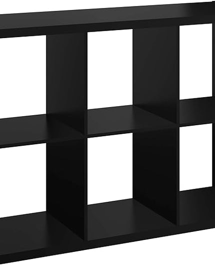 ClosetMaid 6 Cube Storage Shelf Organizer Bookshelf with Open Back, Vertical or Horizontal, Easy Assembly, Wood, Black Finish - LeafyLoom