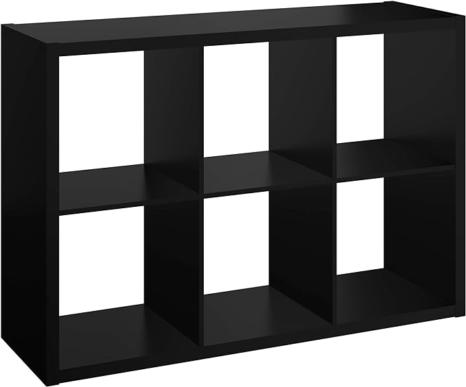 ClosetMaid 6 Cube Storage Shelf Organizer Bookshelf with Open Back, Vertical or Horizontal, Easy Assembly, Wood, Black Finish - LeafyLoom