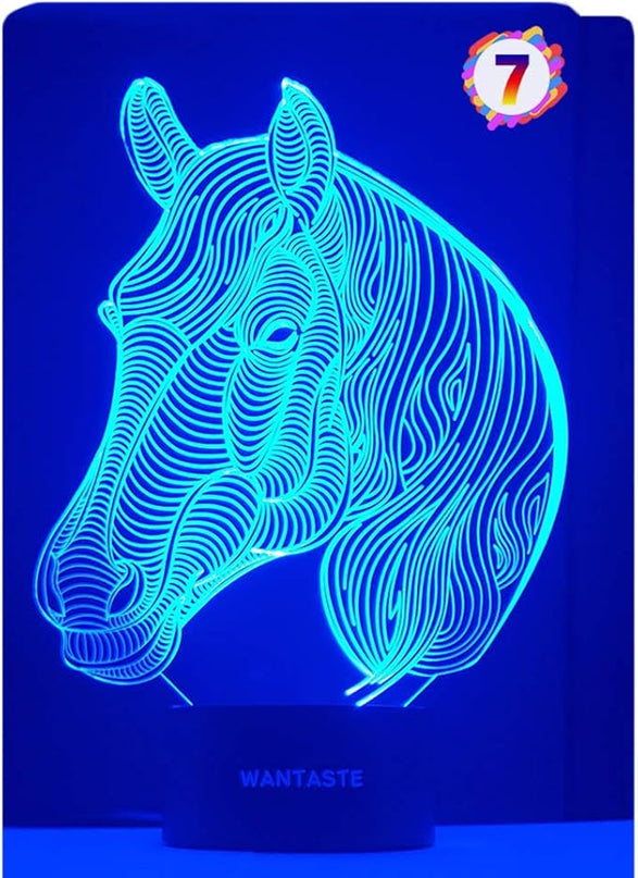 Horse 3D Lamp Gifts for Boys Girls Room, Night Light Toys Bedside Decor Gifts for Kids Baby, 7 Colors Changing Nightlight with Smart Control - LeafyLoom