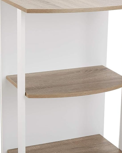 Dakota L-Shaped Desk with Bookshelves, White/Sonoma Oak - LeafyLoom