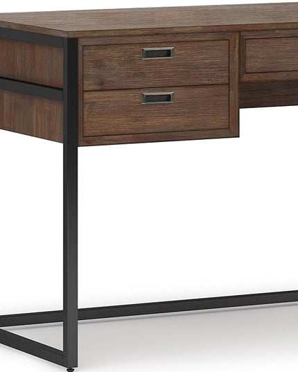 SIMPLIHOME Richmond SOLID WOOD 60 inch Wide Home Office Desk, Writing Table, Workstation, Study Table Furniture in Rustic Natural Aged Brown - LeafyLoom