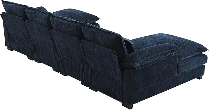 Symmetrical Modular Sectional Sofa with Chaise Lounge, 6 Seater Chenille Upholstered Cloud Couch, U Shaped Oversized Sleeper Sofa&Couches with Thicked Cushion & Detackable Backrest Living Room - LeafyLoom