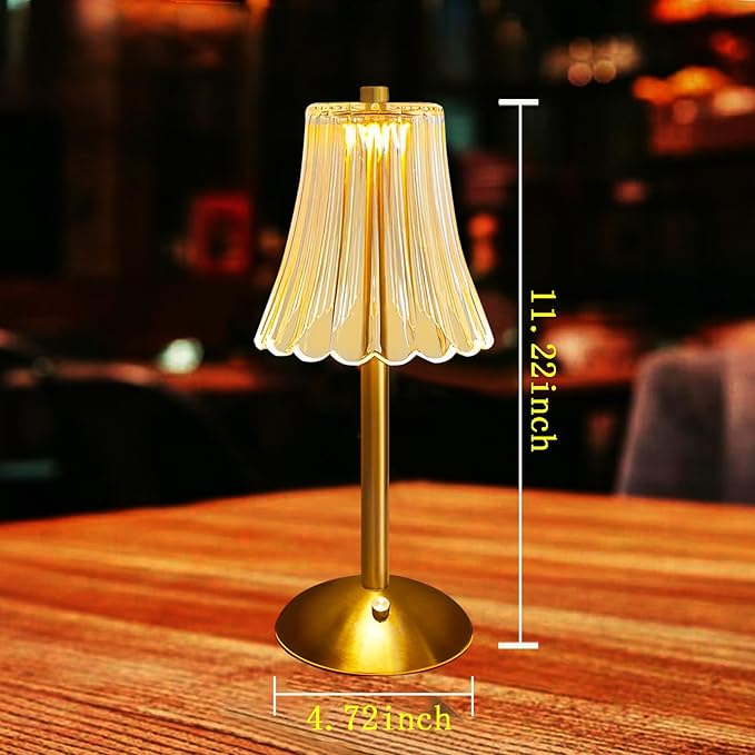Table Lamps for Nightstand,3 Colors Crystal Table Lamp,LED Night Light,Cordless Lamp Vintage Lamp,Rechargeable Touch Control Small Desk Lamp,Bedside Lamps for Living Bedroom Bathroom Room Bar Lamp - LeafyLoom