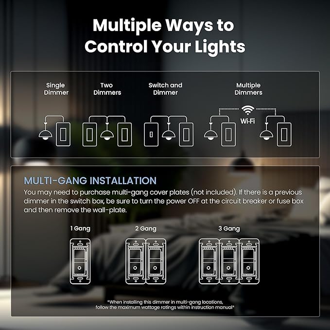 Feit Electric Smart Dimmer Switch, Neutral Wire Required for Installation, Compatible with Amazon Alexa and Google Assistant, Smart Dimmer Light Switch, White, Model:DIM/WiFi FeitElectricCompany