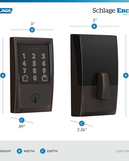 SCHLAGE BE489WB CEN 716 Encode Deadbolt Smart Lock | WiFi Touchscreen Keypad, Aged Bronze SchlageLockCompany