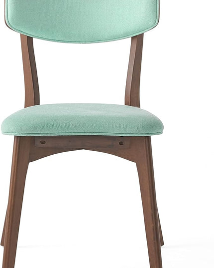 Christopher Knight Home Megann Mid-Century Wood Dining Set with Fabric Chairs, 5-Pcs Set, Natural Walnut / Mint - LeafyLoom