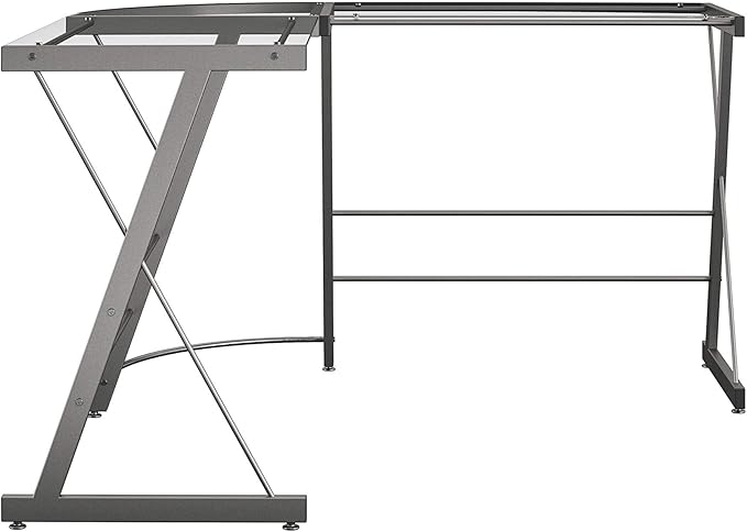 Ameriwood Home Odin Glass L-Shaped Computer Desk, Gray - LeafyLoom