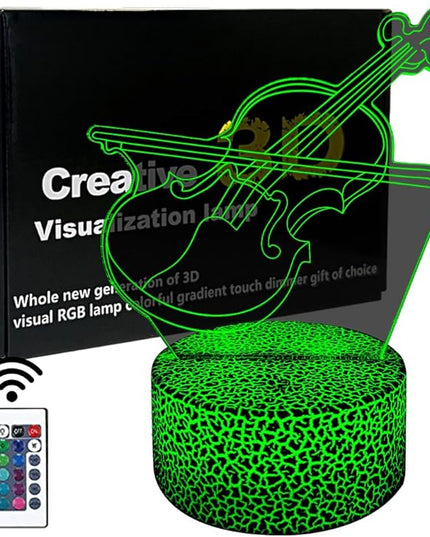 3D Violin Night Light Illusion Lamp,16 Colors Changing with Remote Control,Home Room Decor for Adult, Music Lover, Family, Friends - LeafyLoom