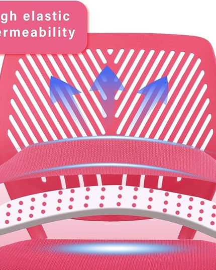 FurnitureR Teens Girls Task Chair 360 Swivel, Low Mid PP Mesh Back Fabric Seat, Height Adjustable, Rolling Castor, W15.7inces x D15.2inces x H29.5-34.2inches (Pink) - LeafyLoom